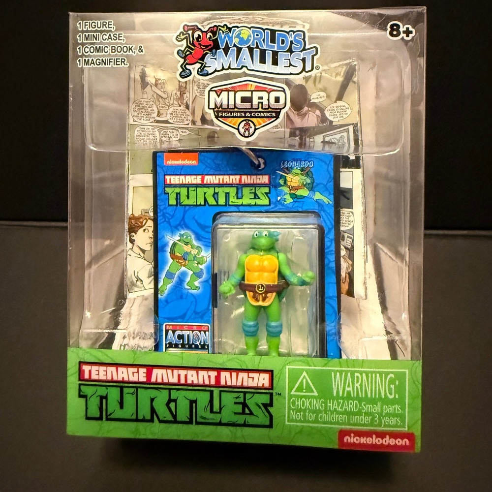 World's Smallest TMNT Leonardo Micro Action Figure Kids OS Green New Miniature‎